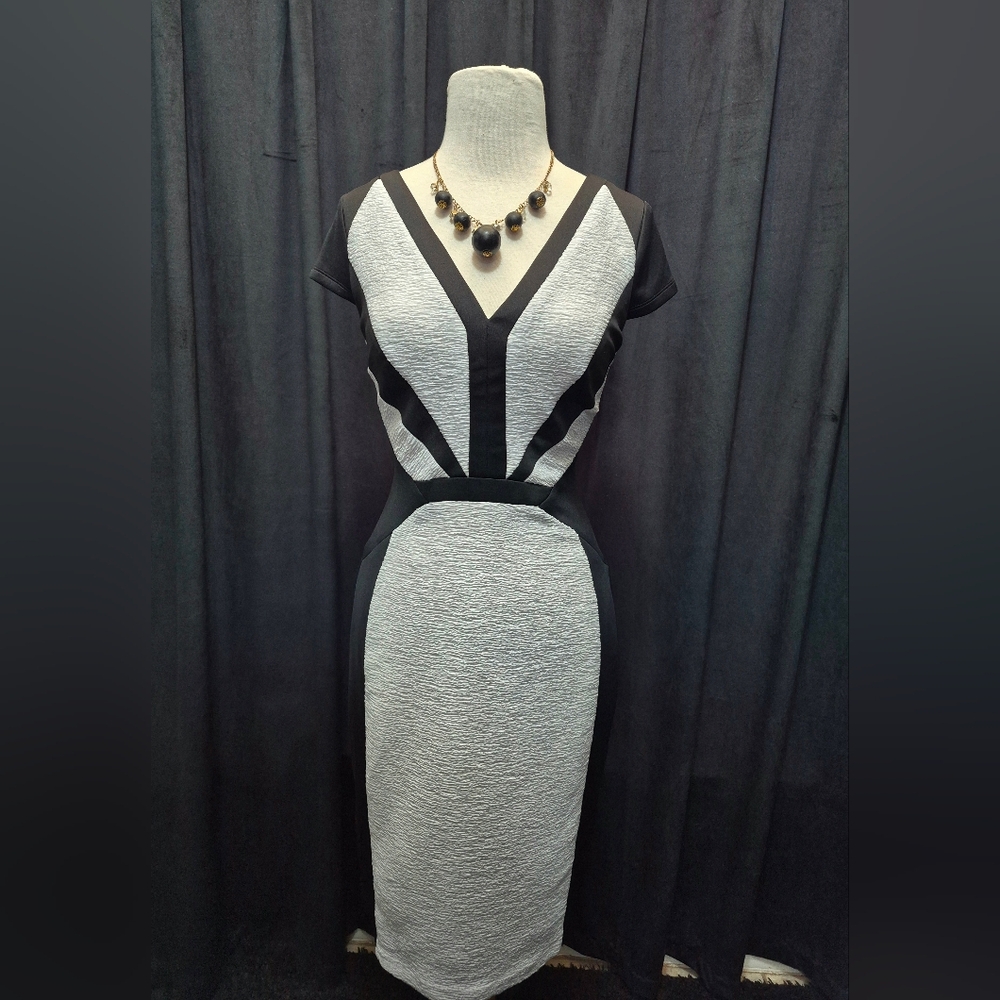 Thalia Sodi Black and White Midi Dress